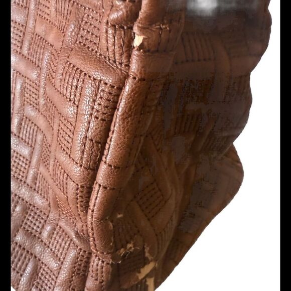 Big Buddha Top Handle Basketweave Texture Brown Boho Tassel Tote Bag - Picture 3 of 10